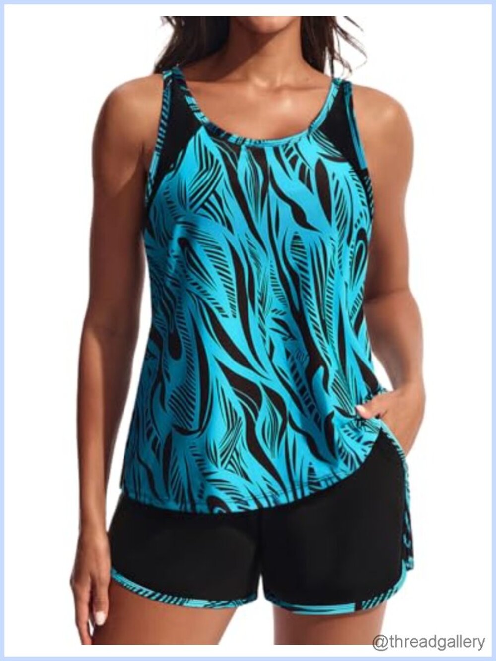 Women's Tankini Swimset Athletic 2 Piece with Pockets